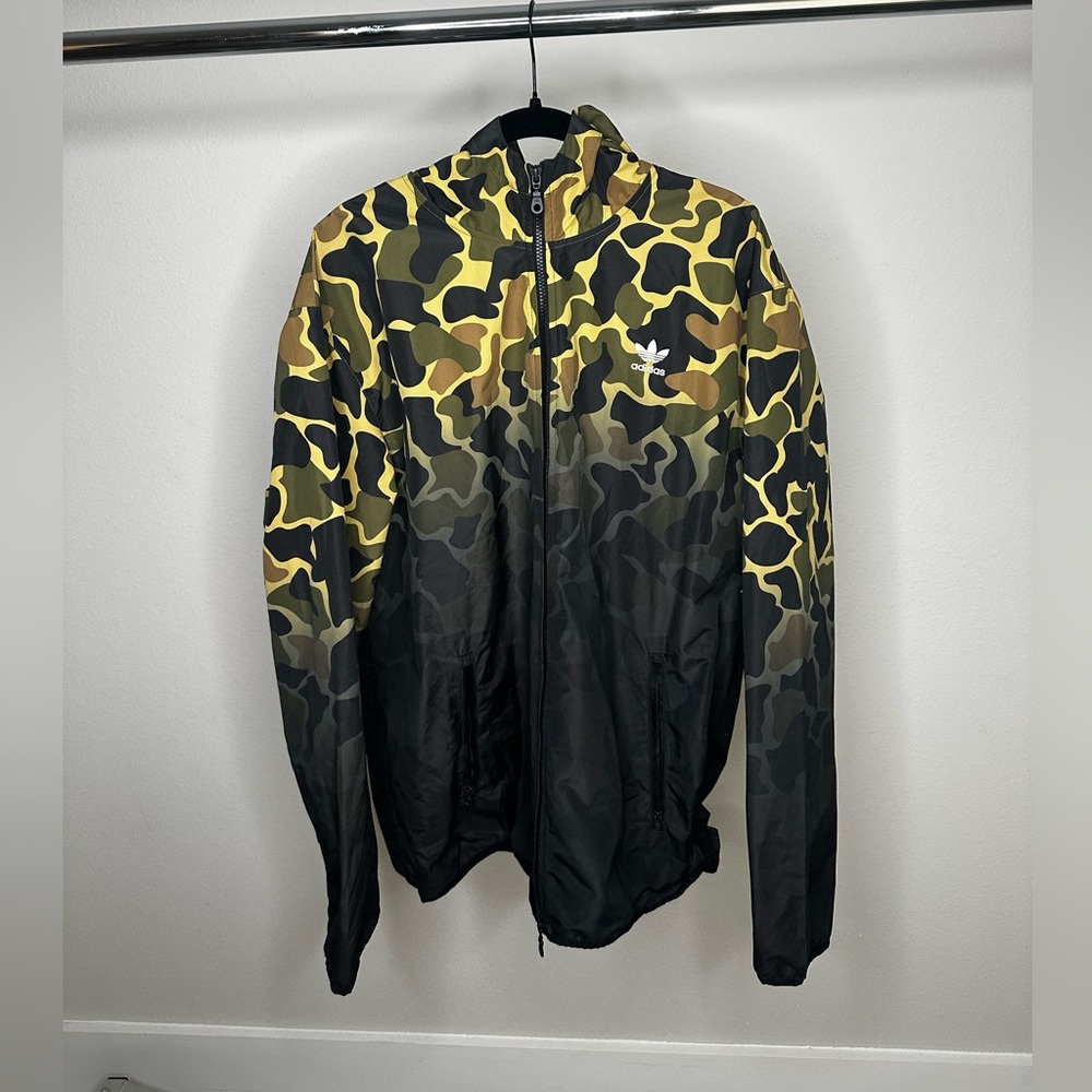 Adidas Black and Camo Windbreaker